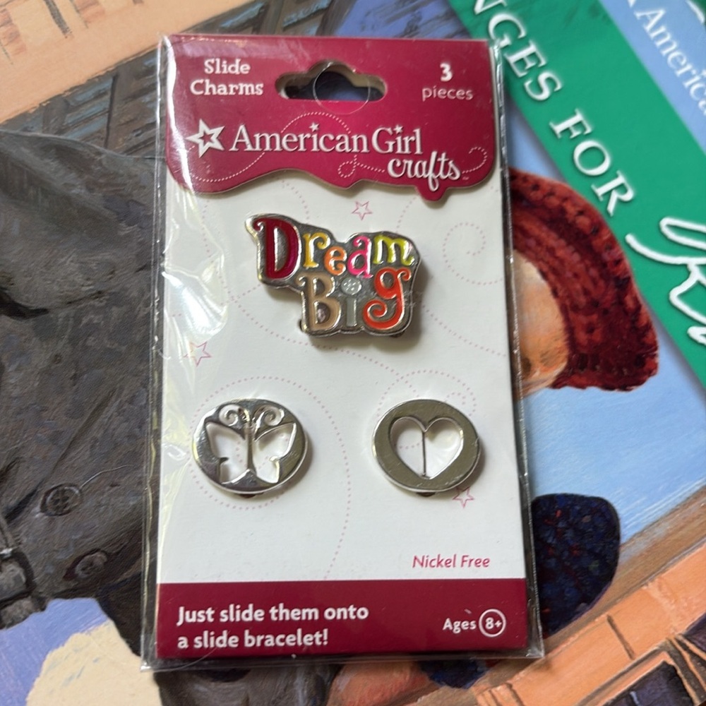 NWT American Girl Colorful Dream Big Slide Jewelry Charms